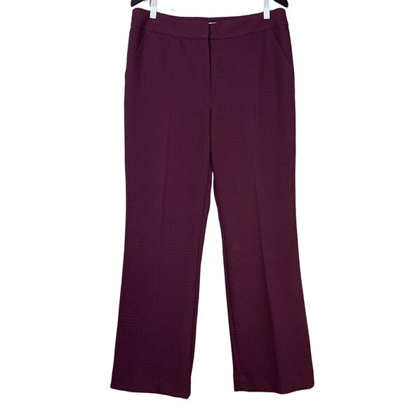 Trina Turk Textured Wide Leg Trousers Pants High Waist Maroon Size 12 - Picture 1 of 9